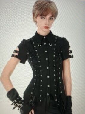 DARK in LOVE ruptured lace up shirt NWT